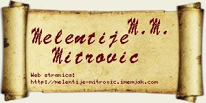 Melentije Mitrović vizit kartica